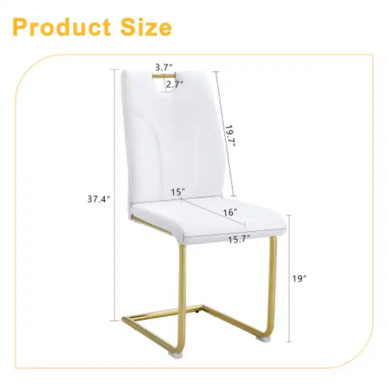 Lot de 6 chaises de salle à manger en PU blanc avec pieds en métal doré - Élégantes et polyvalentes