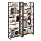 Étagère pliante VECELO, bibliothèque à 5 niveaux, organisateur de rangement industriel pour salon, marron/noyer/marron antique