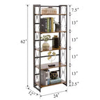 Étagère pliante VECELO, bibliothèque à 5 niveaux, organisateur de rangement industriel pour salon, marron/noyer/marron antique