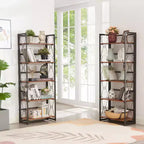 Étagère pliante VECELO, bibliothèque à 5 niveaux, organisateur de rangement industriel pour salon, marron/noyer/marron antique