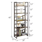 Étagère pliante VECELO, bibliothèque à 5 niveaux, organisateur de rangement industriel pour salon, marron/noyer/marron antique