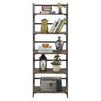 Étagère pliante VECELO, bibliothèque à 5 niveaux, organisateur de rangement industriel pour salon, marron/noyer/marron antique