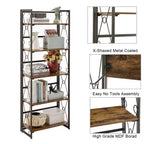 Étagère pliante VECELO, bibliothèque à 5 niveaux, organisateur de rangement industriel pour salon, marron/noyer/marron antique