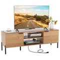 Costway 2-Door TV Stand with Charging Station Media Entertainment Center for TVs up to 65