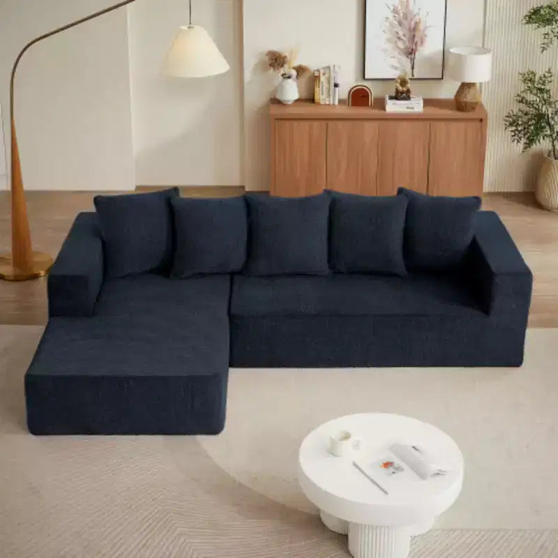 Ensemble de salon de luxe : Canapé d'angle en chenille