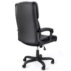 Chaise de bureau Elama à dossier haut réglable en similicuir noir avec base noire