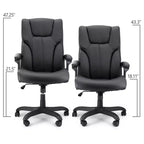 Chaise de bureau Elama à dossier haut réglable en similicuir noir avec base noire