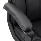 Chaise de bureau Elama à dossier haut réglable en similicuir noir avec base noire