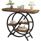 Lantine 4-Tier Console Table, 39.37-Inch Entryway Table with Storage Shelves, Sofa Table with Geometric Metal Frame