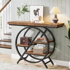 Console 4 niveaux Lantine, table d'entrée de 99,37 cm avec étagères de rangement, table de canapé avec cadre métallique géométrique