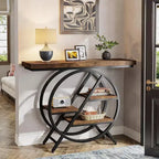 Console 4 niveaux Lantine, table d'entrée de 99,37 cm avec étagères de rangement, table de canapé avec cadre métallique géométrique
