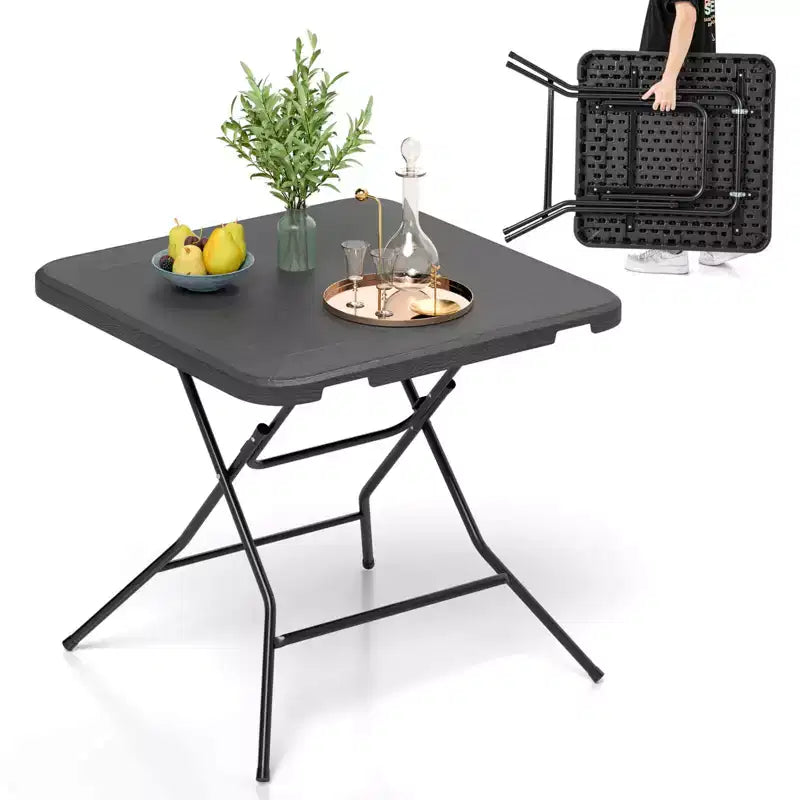 Costway Table Pliante Carrée 80 cm, Table Pliante d'Intérieur/Extérieur en Plastique