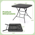 Costway Table Pliante Carrée 80 cm, Table Pliante d'Intérieur/Extérieur en Plastique