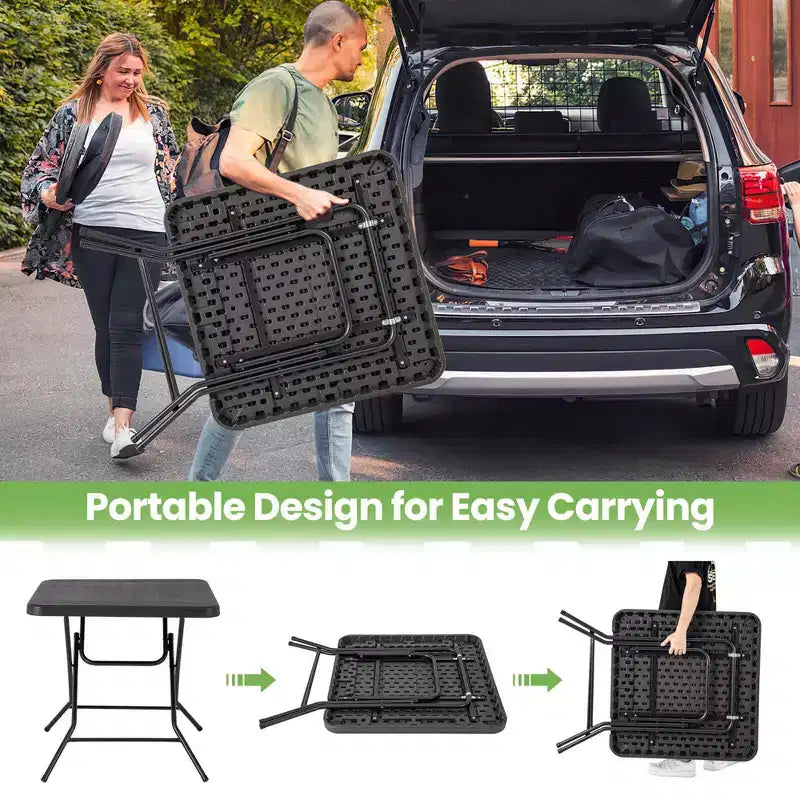 Costway Table Pliante Carrée 80 cm, Table Pliante d'Intérieur/Extérieur en Plastique