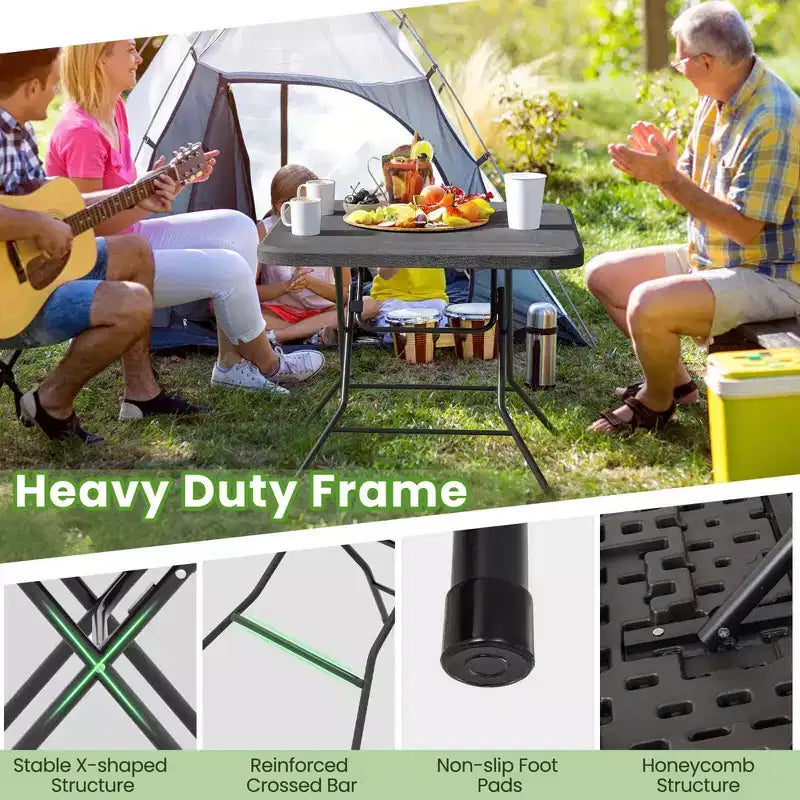 Costway Table Pliante Carrée 80 cm, Table Pliante d'Intérieur/Extérieur en Plastique