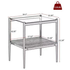 MAYEERTY Lot de 2 tables d'appoint rectangulaires avec plateau en verre trempé, pour salon, verre gris