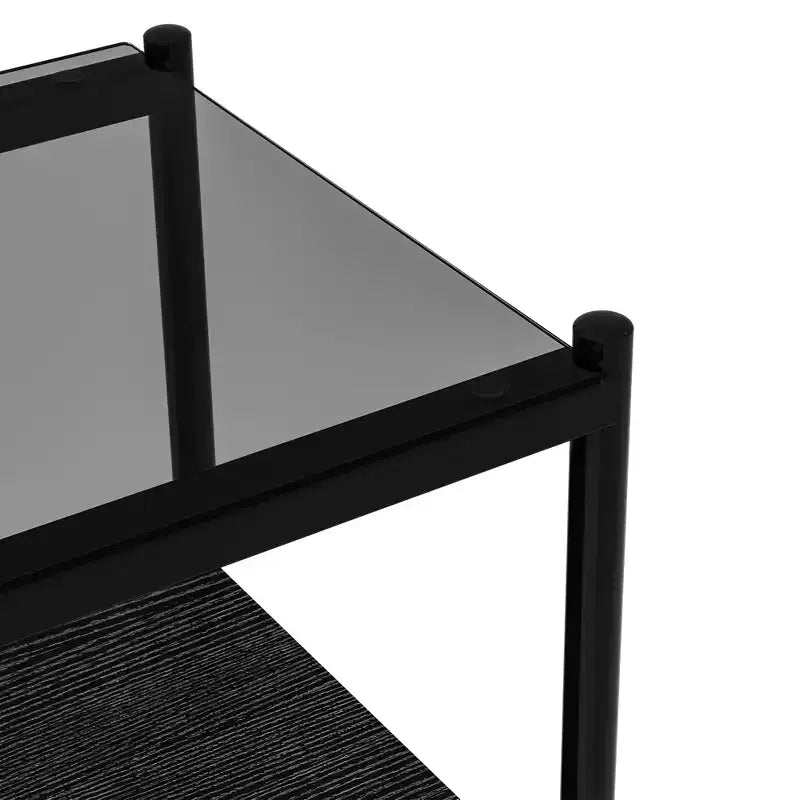 MAYEERTY Lot de 2 tables d'appoint rectangulaires avec plateau en verre trempé, pour salon, verre gris