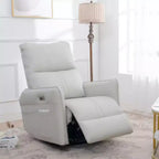 270-degree Electric Rotating Rocking Recliner, PU Leather Electric Gliding Recliner Sofa With USB Port