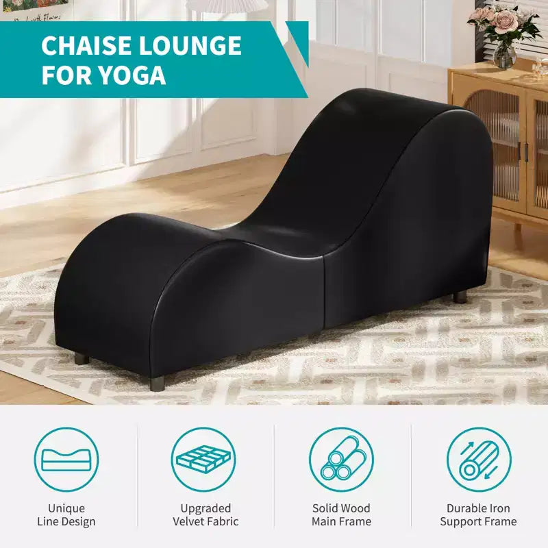 Mjkone Chaise longue de yoga en velours, chaises de yoga incurvées modernes pour adultes pour l'étirement, la relaxation, l'exercice
