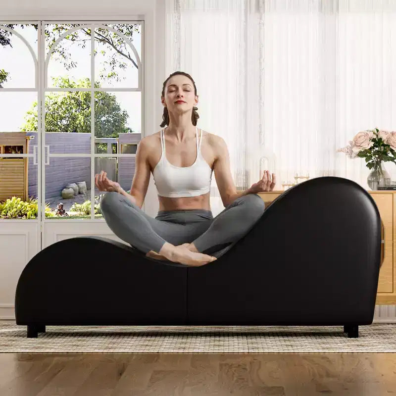 Mjkone Chaise longue de yoga en velours, chaises de yoga incurvées modernes pour adultes pour l'étirement, la relaxation, l'exercice