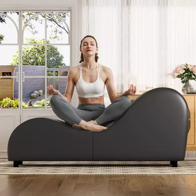 Mjkone Chaise longue de yoga en velours, chaises de yoga incurvées modernes pour adultes pour l'étirement, la relaxation, l'exercice