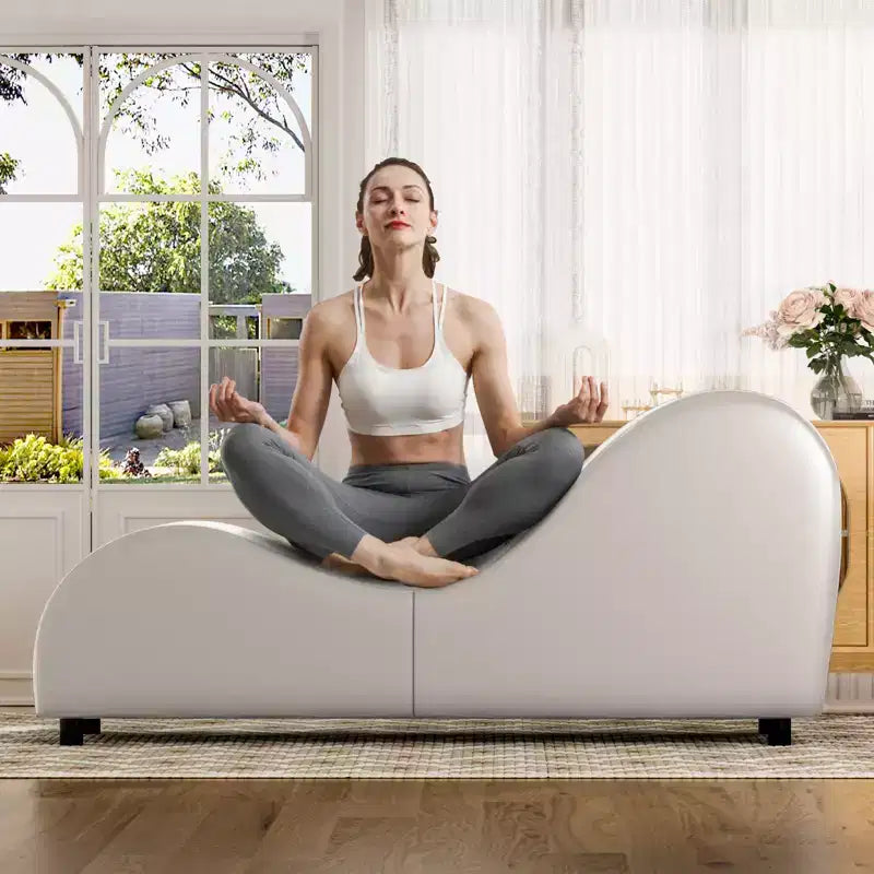 Mjkone Chaise longue de yoga en velours, chaises de yoga incurvées modernes pour adultes pour l'étirement, la relaxation, l'exercice
