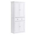 VEVOR 72 Kitchen Pantry Storage Cabinet, Freestanding Utility Cabinets with Doors, Drawer and 3 Adjustable Shelves, Buffet Pantries, White