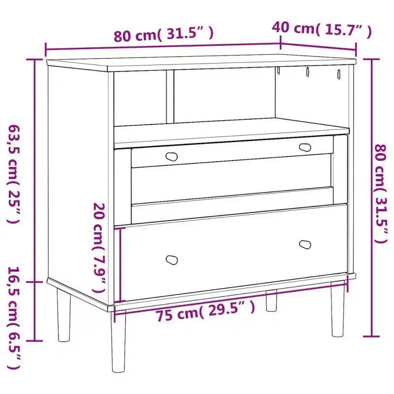 vidaXL Commode SENJA aspect rotin marron 80x40x80 cm bois de pin massif