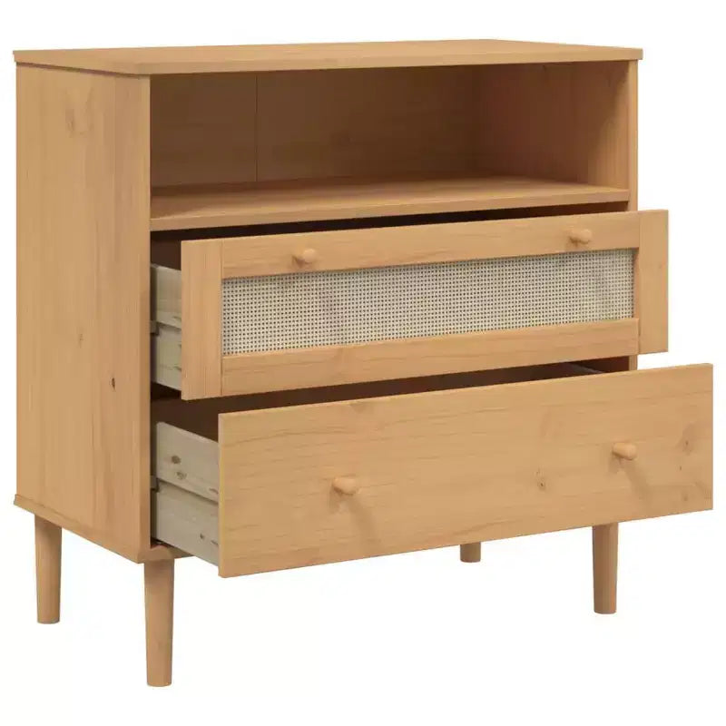 vidaXL Commode SENJA aspect rotin marron 80x40x80 cm bois de pin massif