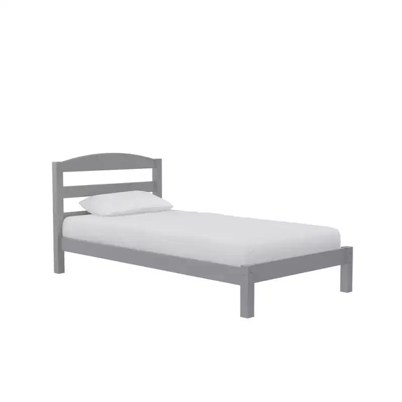 Lit plateforme en bois Lilly RealRooms avec tête de lit, double, gris