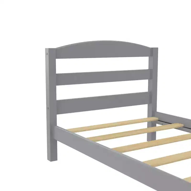 Lit plateforme en bois Lilly RealRooms avec tête de lit, double, gris