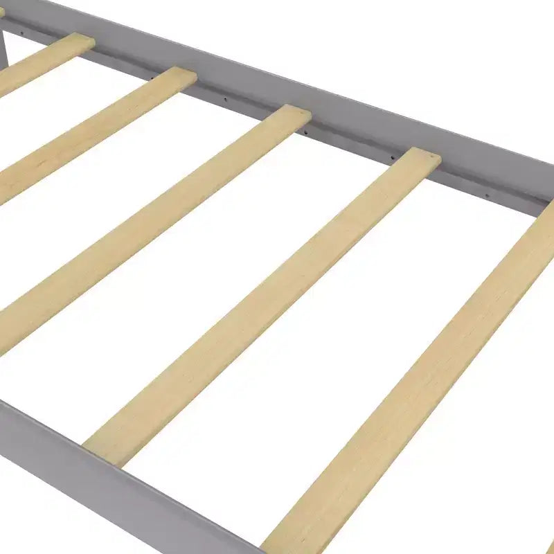 Lit plateforme en bois Lilly RealRooms avec tête de lit, double, gris