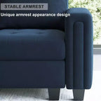 Canapé d'angle modulable 6 places en velours capitonné Belffin avec pouf de rangement