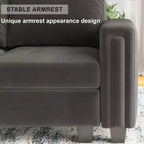Canapé d'angle modulable 6 places en velours capitonné Belffin avec pouf de rangement
