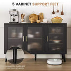 Buffet vaisselier, buffet noir de 121 cm, buffet de cuisine moderne avec porte vitrée et étagères amovibles