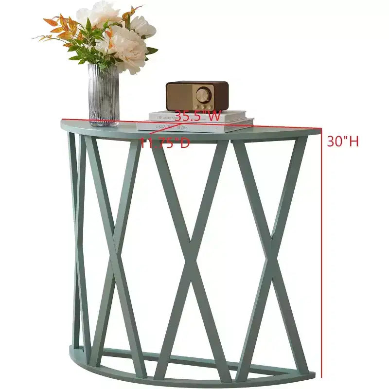 Kings Brand Furniture Table Console Demi-Lune en Bois Vienna pour Entrée, Table d'Appoint Canapé Motifs en X pour Salon, Couloir, Hall, Entrée