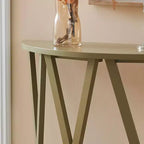 Kings Brand Furniture Table Console Demi-Lune en Bois Vienna pour Entrée, Table d'Appoint Canapé Motifs en X pour Salon, Couloir, Hall, Entrée