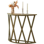 Kings Brand Furniture Table Console Demi-Lune en Bois Vienna pour Entrée, Table d'Appoint Canapé Motifs en X pour Salon, Couloir, Hall, Entrée