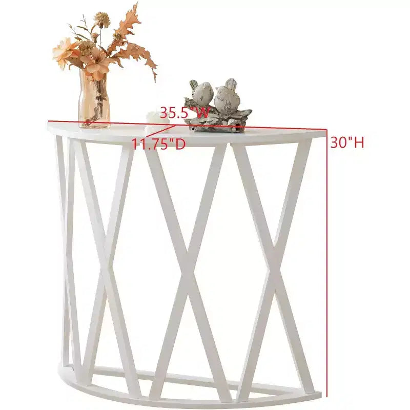 Kings Brand Furniture Table Console Demi-Lune en Bois Vienna pour Entrée, Table d'Appoint Canapé Motifs en X pour Salon, Couloir, Hall, Entrée