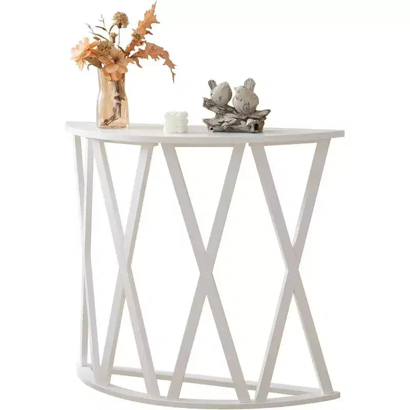 Kings Brand Furniture Table Console Demi-Lune en Bois Vienna pour Entrée, Table d'Appoint Canapé Motifs en X pour Salon, Couloir, Hall, Entrée