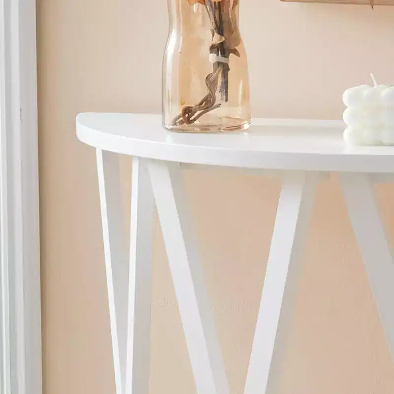 Kings Brand Furniture Table Console Demi-Lune en Bois Vienna pour Entrée, Table d'Appoint Canapé Motifs en X pour Salon, Couloir, Hall, Entrée