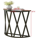 Kings Brand Furniture Table Console Demi-Lune en Bois Vienna pour Entrée, Table d'Appoint Canapé Motifs en X pour Salon, Couloir, Hall, Entrée