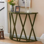 Kings Brand Furniture Vienna Half Moon Wood Console Table for Entryway, Accent Sofa Table X-Motifs Design for Living Room, Hallway, Foyer, Entrance