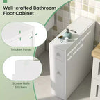 Costway Meuble de Salle de Bain Colonne Étroite de Rangement WC avec Abattant Dessus Blanc/Noir