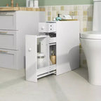 Costway Meuble de Salle de Bain Colonne Étroite de Rangement WC avec Abattant Dessus Blanc/Noir