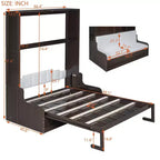 Lit escamotable Queen Size Whisen, se replie en armoire avec coussin, facile à utiliser