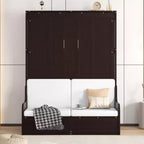 Lit escamotable Queen Size Whisen, se replie en armoire avec coussin, facile à utiliser