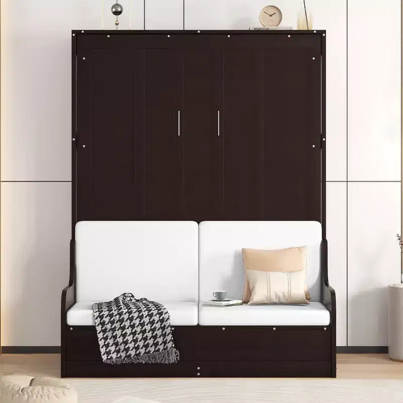 Lit escamotable Queen Size Whisen, se replie en armoire avec coussin, facile à utiliser
