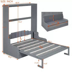 Lit escamotable Queen Size Whisen, se replie en armoire avec coussin, facile à utiliser