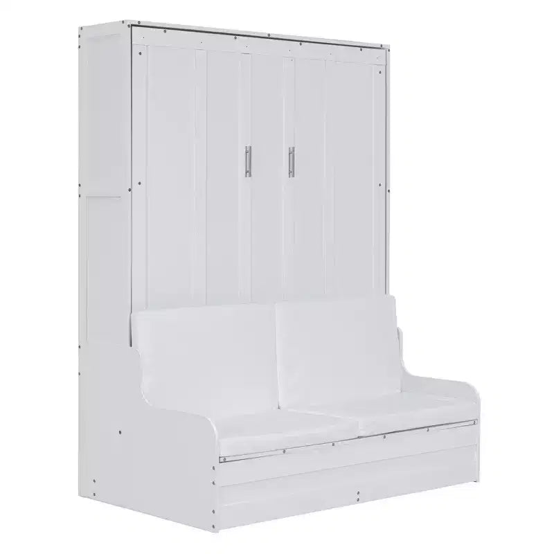 Lit escamotable Queen Size Whisen, se replie en armoire avec coussin, facile à utiliser